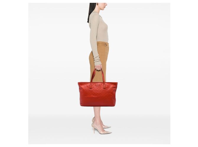 Borsa Tote Gucci Large Guccissima Arancione - vista 5