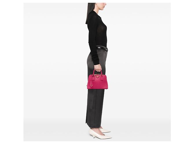 Prada Borsa Satchel Small Saffiano Lux Promenade Rosa - vista 6
