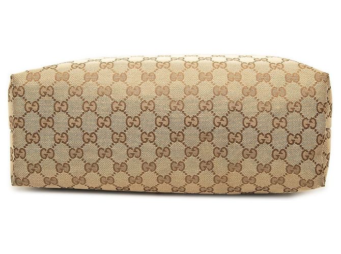 Borsa a tracolla Gucci in tela GG beige con banda Web - vista 3