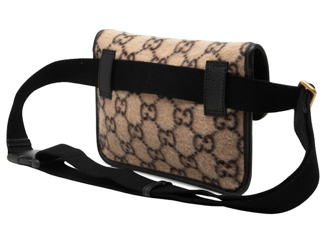 Gucci Slim Gürteltasche aus beiger GG-Wolle - Ansicht 2