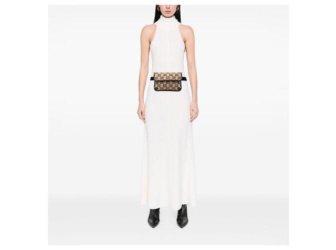 Gucci Slim Gürteltasche aus beiger GG-Wolle - Ansicht 6
