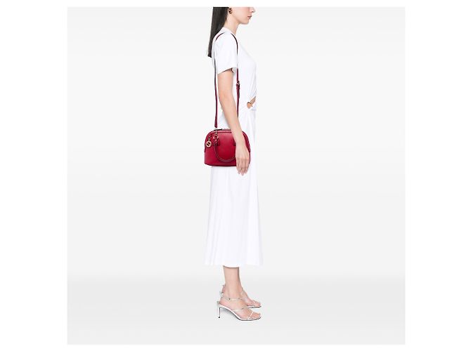 Borsa Gucci Red Mini Calfskin GG Charm Dome Satchel Rosso - vista 5