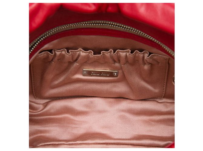 Borsa a tracolla Miu Miu in nappa matelassé rossa con catena di cristalli Rosso - vista 4