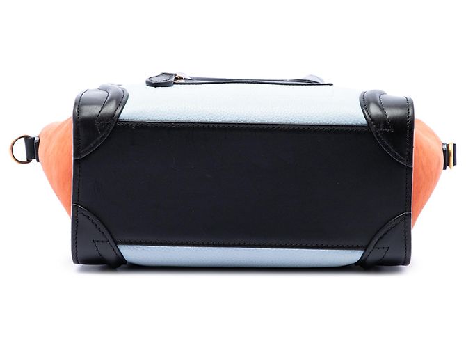 Céline Celine Borsa Luggage Nano Tricolor in Nubuck e Pelle di Vitello Drummed Bianca Bianco Crudo - vista 3