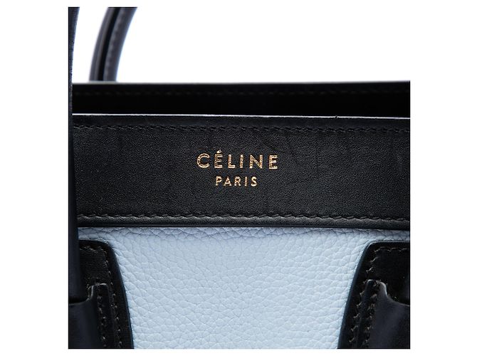 Céline Celine Borsa Luggage Nano Tricolor in Nubuck e Pelle di Vitello Drummed Bianca Bianco Crudo - vista 5