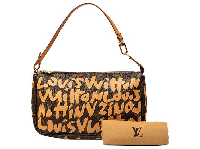 Louis Vuitton Brown Stephen Sprouse Monogram Graffiti Pochette Accessoires Castaño - vista 7
