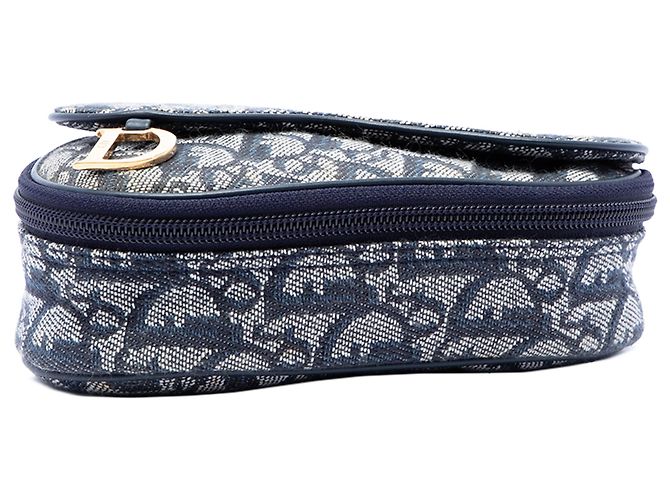 Autre Marque Pouch Saddle Diorissimo in tela blu Dior - vista 3