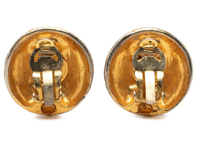 Orecchini a clip rotondi Chanel con logo placcato oro dorato D'oro - vista 2