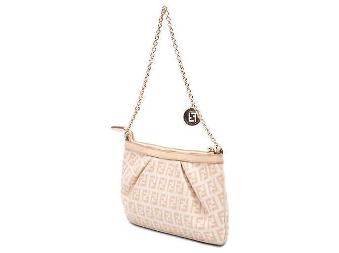 Pochette a catena Fendi Brown Zucchino Spalmati Marrone Beige - vista 2