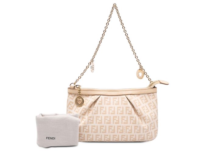 Pochette a catena Fendi Brown Zucchino Spalmati Marrone Beige - vista 7