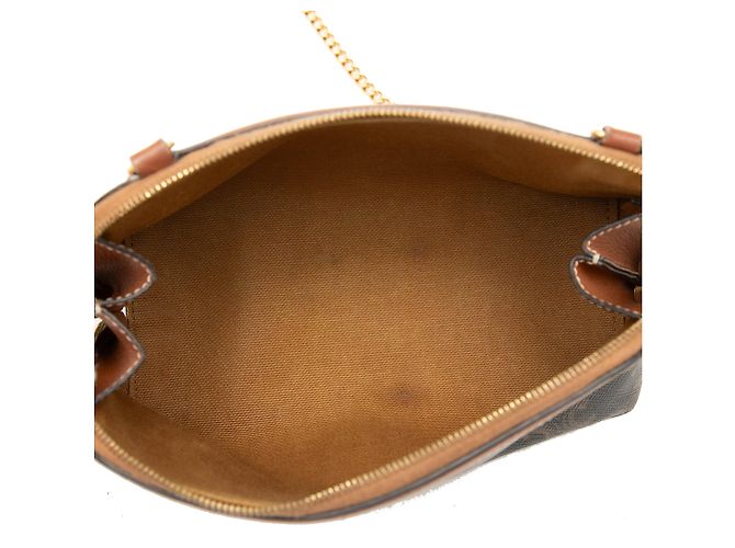 Céline Celine Brown Triomphe Clutch mit Kette aus beschichtetem Canvas Braun Dunkelbraun - Ansicht 4