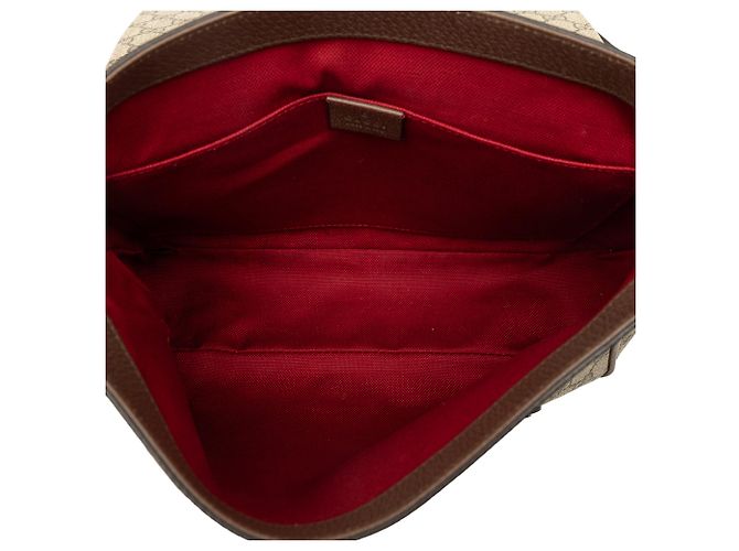 Gucci Beige GG Supreme Texturierte Dollar-Kalbsleder Retro Interlocking G Flap Messenger Bag - Ansicht 4