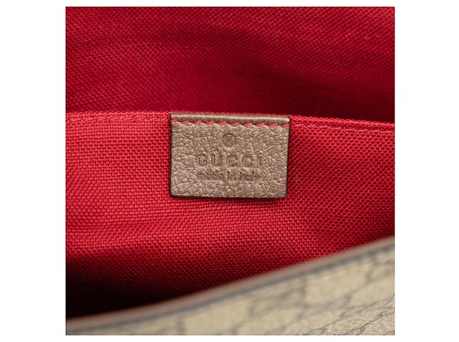 Gucci Beige GG Supreme Texturierte Dollar-Kalbsleder Retro Interlocking G Flap Messenger Bag - Ansicht 5