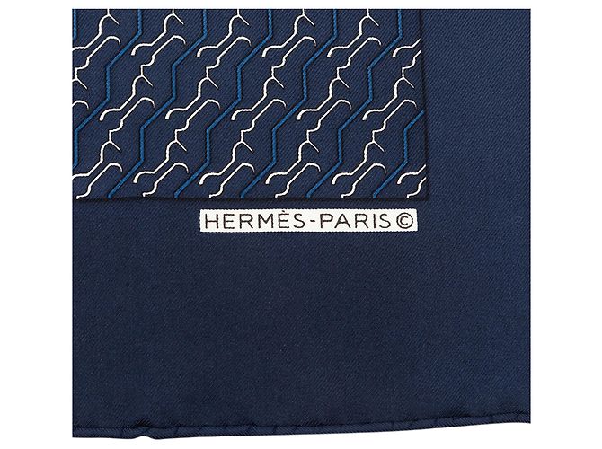 Pañuelo de bolsillo de seda estampado azul Hermès Azul marino - vista 2
