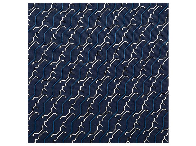 Pañuelo de bolsillo de seda estampado azul Hermès Azul marino - vista 4