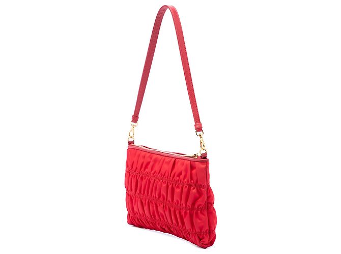Prada Red Tessuto Gaufre Schultertasche Rot - Ansicht 2