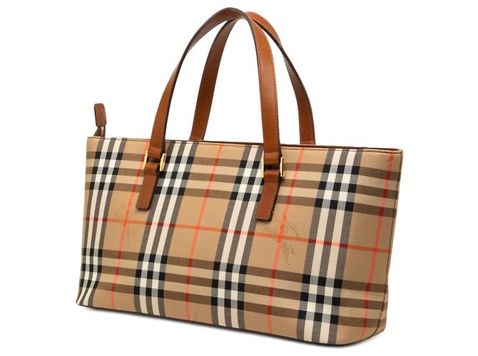 Borsa a mano Burberry Beige Haymarket Check Canvas - vista 2