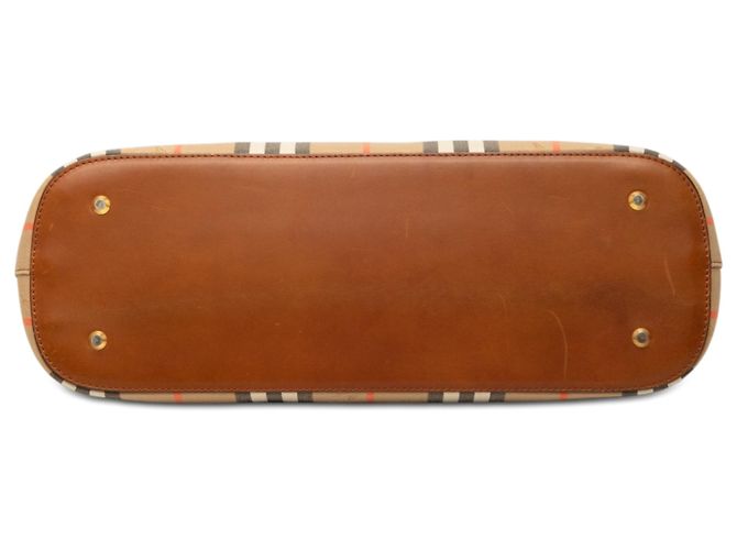 Borsa a mano Burberry Beige Haymarket Check Canvas - vista 3