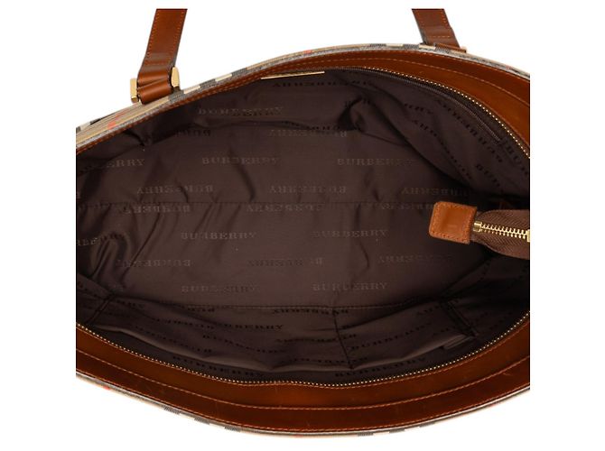 Borsa a mano Burberry Beige Haymarket Check Canvas - vista 4