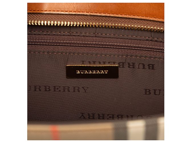 Borsa a mano Burberry Beige Haymarket Check Canvas - vista 5