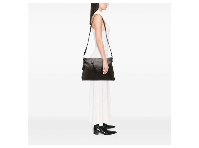 Bamboo Borsa Satchel Gucci in pelle di vitello marrone con nappa in bambù Marrone scuro - vista 6