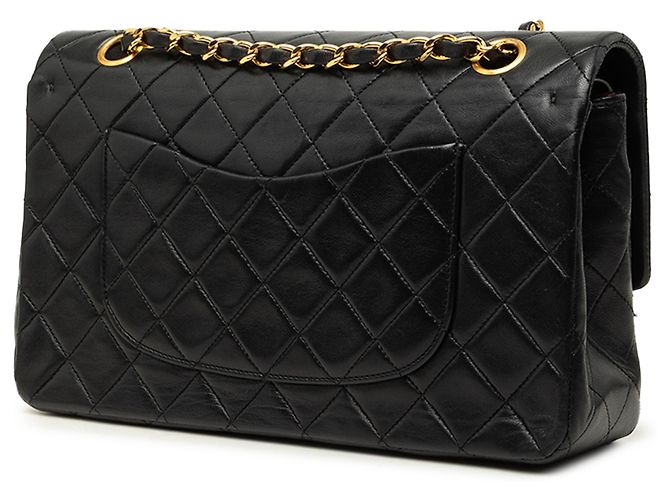 Chanel Black Medium Classic Lambskin Double Flap Noir - vue 2