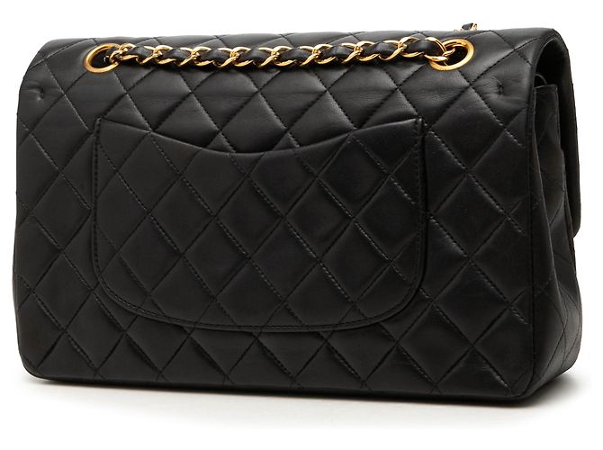 Chanel Black Medium Classic Lambskin Double Flap Noir - vue 2