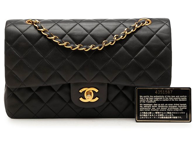 Chanel Black Medium Classic Lambskin Double Flap Noir - vue 9