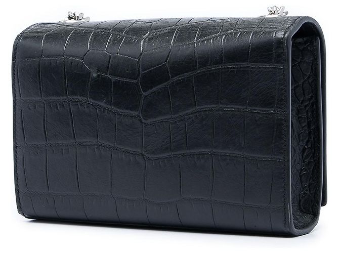 Autre Marque Saint Laurent Black Small Croc Embossed Leather Monogram Kate Tassel Crossbody Nero - vista 2
