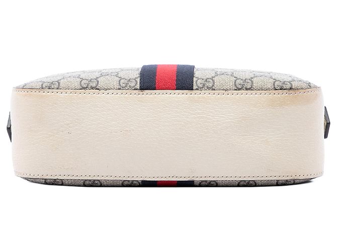 Bolsa Camera Gucci Ophidia em couro de bezerro texturizado e GG Supreme bege, Small - vista 3