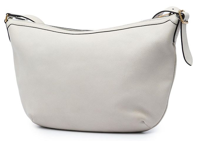 Bolsa tiracolo meia lua Gucci em couro de bezerro granulado branco com logo - vista 2