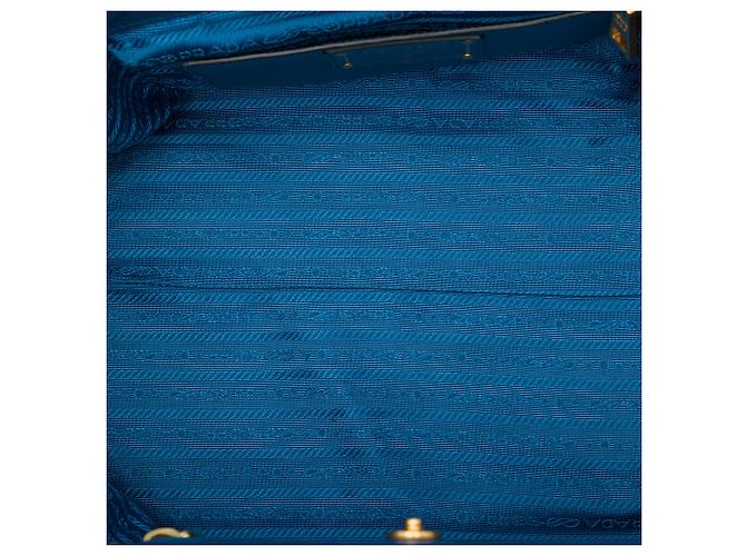 Tote Saco Shopping Prada em couro de bezerro macio azul com bolso frontal - vista 4