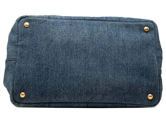 Tote Sacola Prada em denim azul com logo Canapa - vista 3
