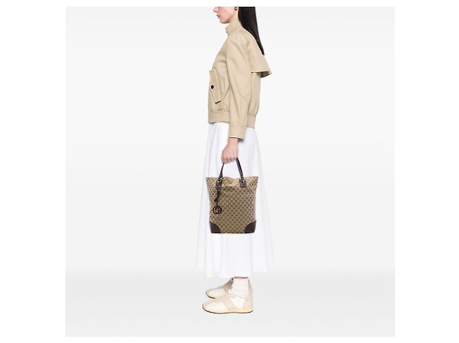 Borsa Tote Gucci Beige Large GG Canvas GG Charm - vista 6
