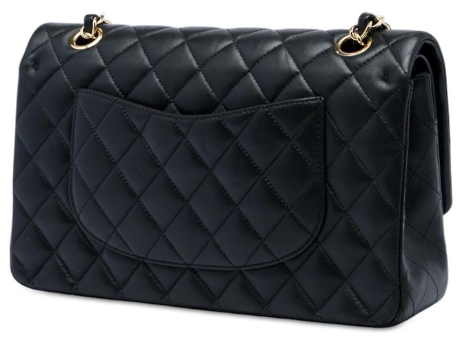 Chanel Black Medium Classic Lambskin Double Flap Noir - vue 2
