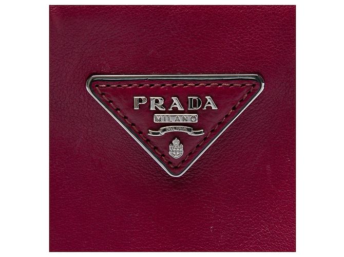 Double Bolsa Prada Red Glace Calf Twin Pocket de alça dupla Vermelho Bordeaux - vista 5