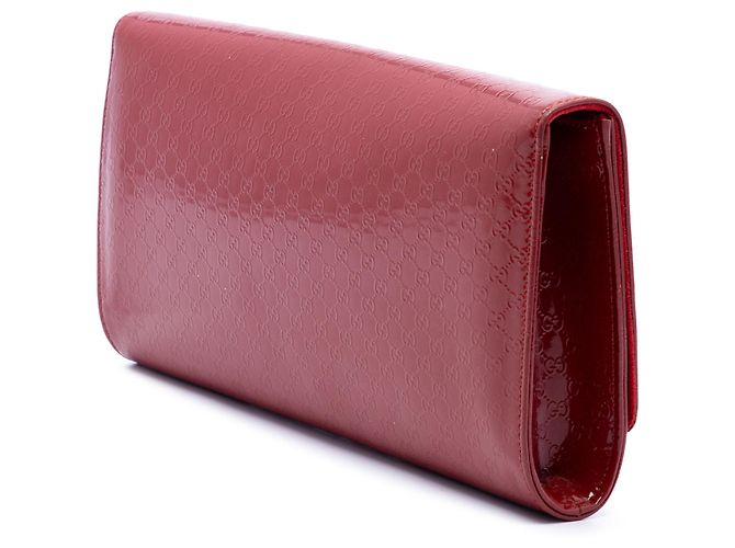 Pochette Gucci Broadway en cuir verni Red Microguccissima Rouge - vue 2