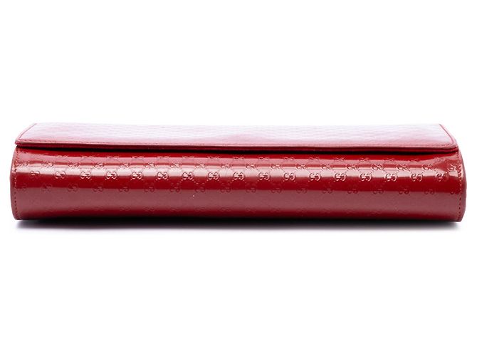 Pochette Gucci Broadway en cuir verni Red Microguccissima Rouge - vue 3