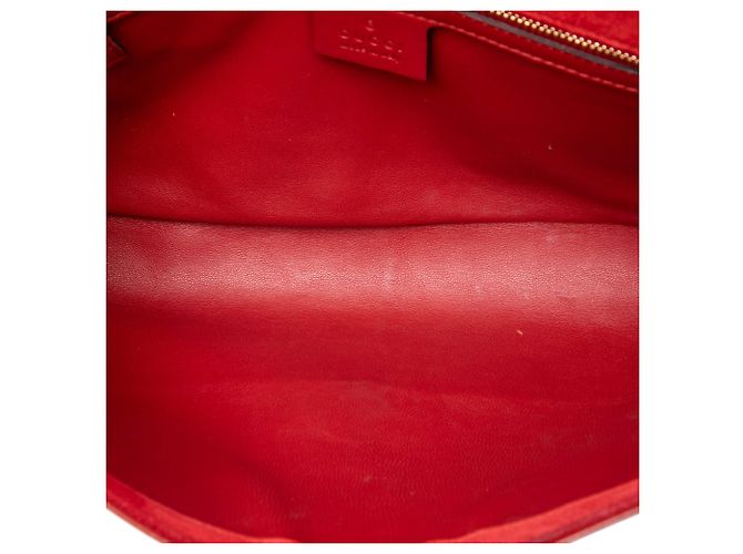Pochette Gucci Broadway en cuir verni Red Microguccissima Rouge - vue 4