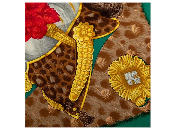 Foulard di seta Hermès Green Casques et Plumets 90 Verde - vista 4