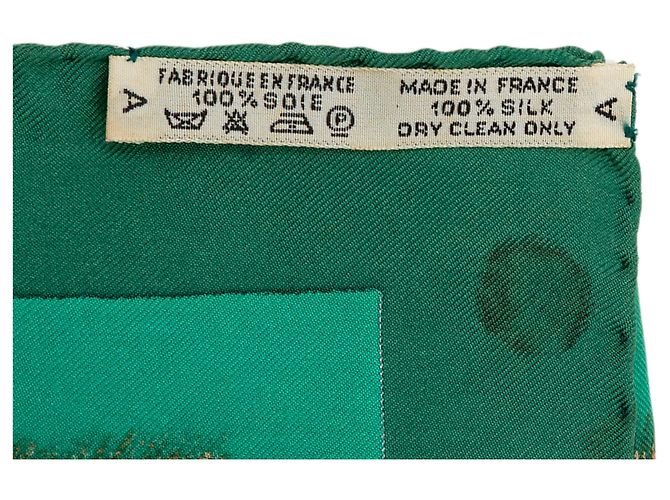 Foulard di seta Hermès Green Casques et Plumets 90 Verde - vista 7