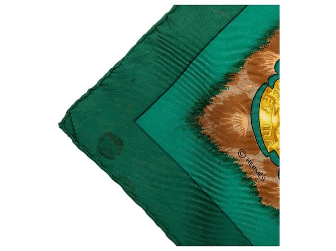 Foulard di seta Hermès Green Casques et Plumets 90 Verde - vista 8