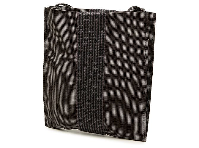 Hermès Herline Pochette aus grauem Canvas Braun - Ansicht 2