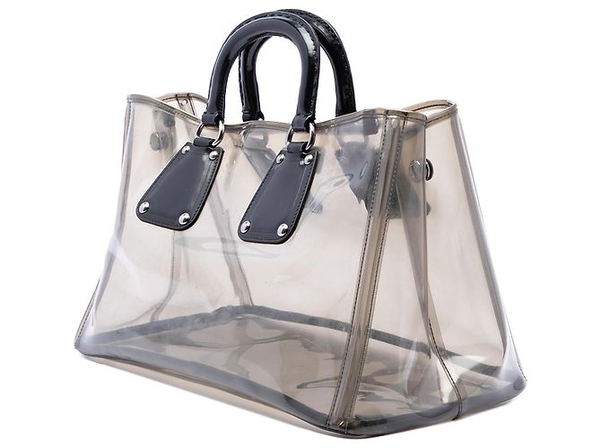 Prada Tote aus PVC mit schwarzem Spazzolato-Besatz - Ansicht 2