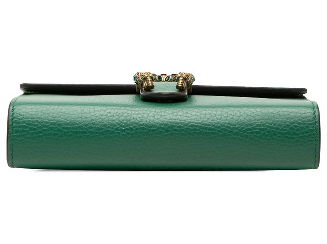 Portafoglio con catena Dionysus Gucci in pelle di vitello verde - vista 3