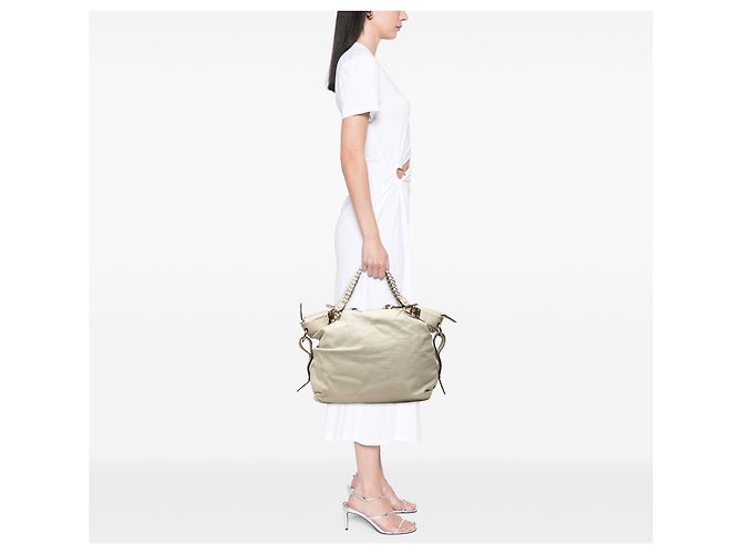 Gucci Bamboo Bar Shopper aus Leder in Weiß Large - Ansicht 6