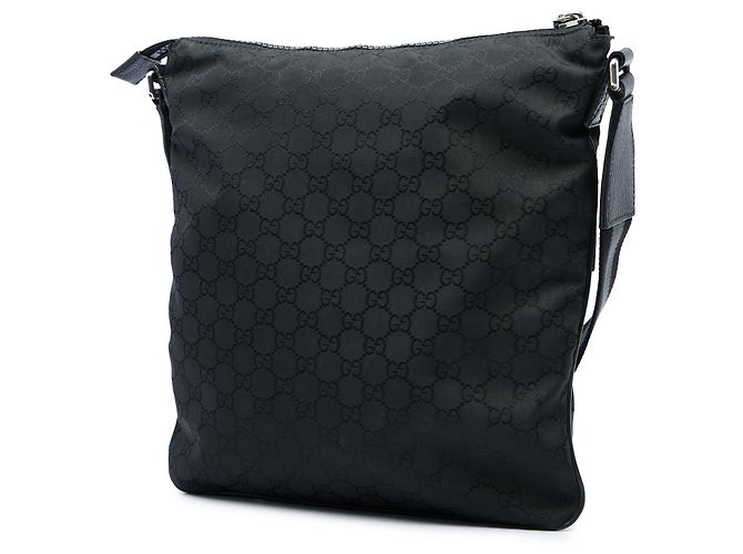 Borsa a tracolla Gucci in nylon GG nero con Web - vista 2