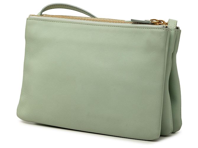 Céline Celine Trio Crossbody Small in pelle di agnello verde - vista 2