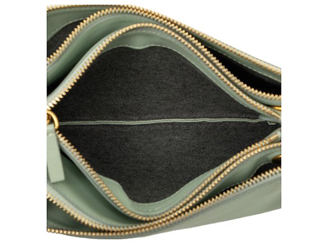 Céline Celine Trio Crossbody Small in pelle di agnello verde - vista 4