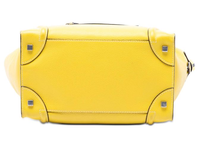 Céline Celine Mini Luggage Tote in pelle di vitello grana grossa gialla Giallo - vista 3